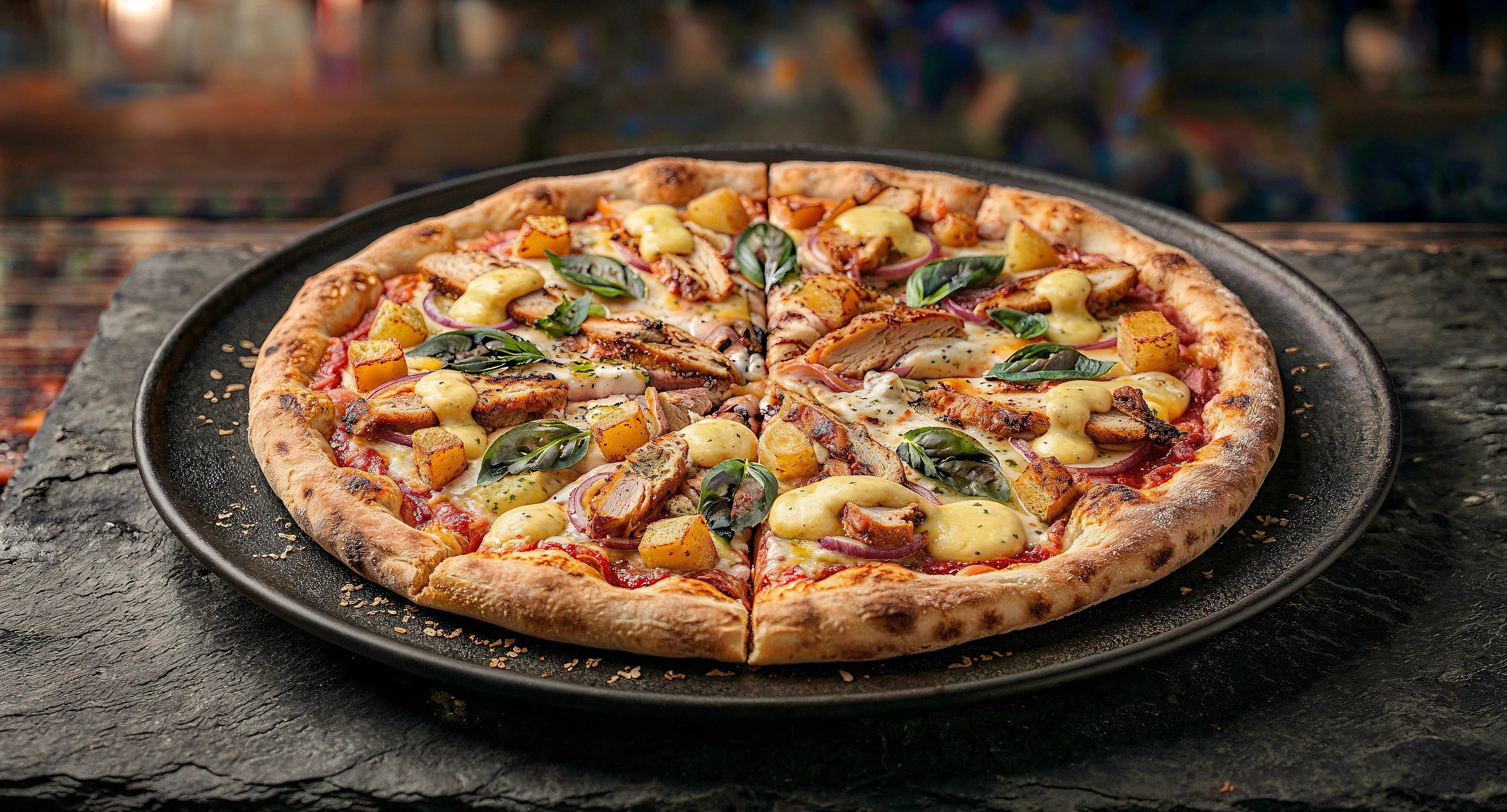 Pizza Beyti & Hähnchen-Shawarma